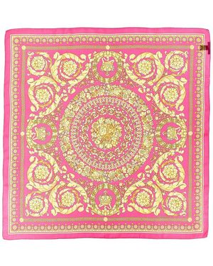 Versace Barocco Print Silk Scarf - Pink