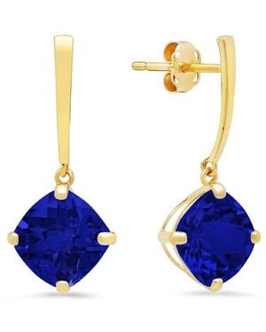 MaxColor 14k 4.40 Ct. Tw. Lab-grown Blue Sapphire Drop Earrings