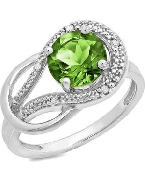 MaxColor 10k 2.30 Ct. Tw. Diamond & Peridot Eternity Ring - Green