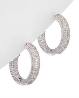 Genevive Jewelry Pave Cz Plated Hoop Earrings - White