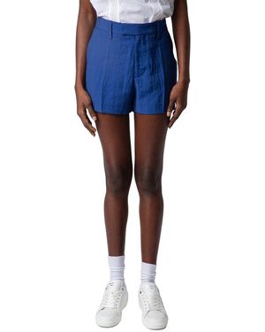 Zadig & Voltaire Please Tailleur Lin Linen-blend Short - Blue