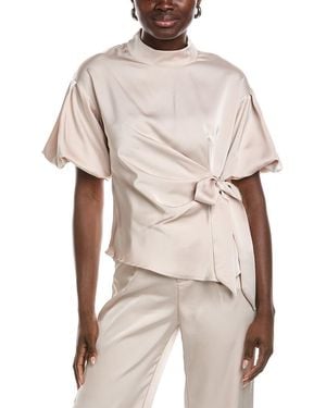 Gracia Side Tie Satin Top - Natural