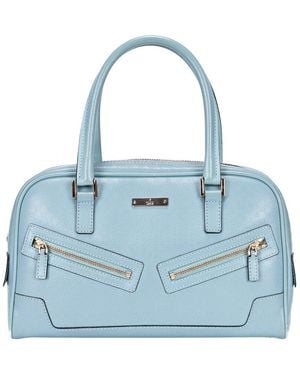 Gucci Blue Micro-ssima Leather Capri Bowler Tote (authentic Pre-loved)