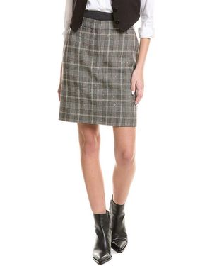 Brunello Cucinelli Wool-Blend Pencil Skirt - Grey