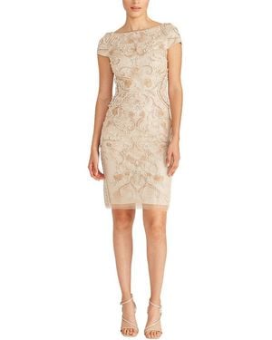 THEIA Silvia Bateau Beaded Dress - Natural
