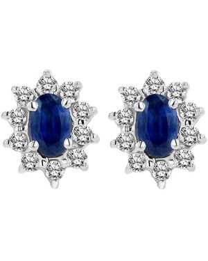 LEVARON 14K 0.70 Ct. Tw. Diamond & Sapphire Earrings - Blue