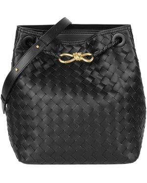 Tiffany & Fred Paris Woven Leather Bucket Bag - Black