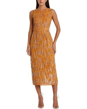 Mac Duggal Beaded Sleeveless Midi Sheath Dress - Multicolor
