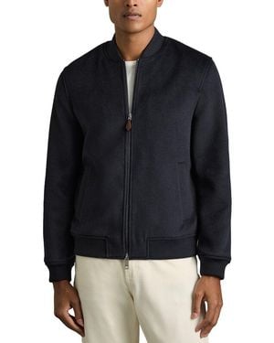 Reiss Harlan Wool Bomber Jac Wool-Blend Casual Jacket - Blue