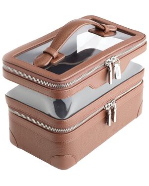 ROYCE New York New York Leather Double Decker Cosmetic Bag - Pink