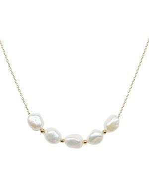 Pearls 14K 9-10Mm Pearl Tincup Necklace - Natural