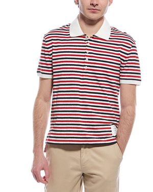 Thom Browne Linen-Blend Polo Shirt - Red