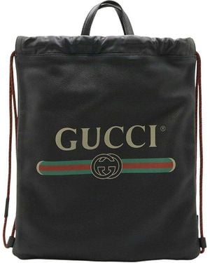 Gucci Black Calfskin Drawstring Backpack (authentic Pre-loved)