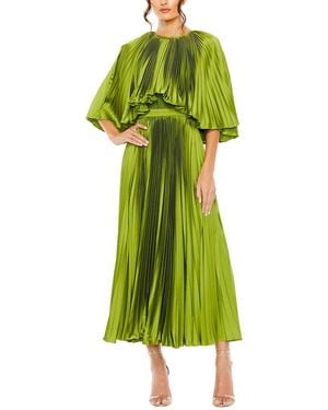 Mac Duggal Pleated Caplet T-Length Gown Dress - Green