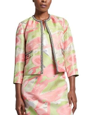 Ming Wang Heritage Fit Abstract Jacquard Woven Jacket - Pink
