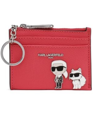 Karl Lagerfeld Leather Care Case With Key Ring - Red