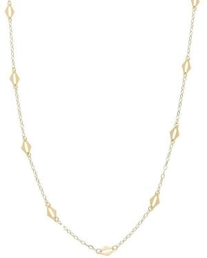 Italian Gold 10K Diamond Shape Station Necklace - Natural