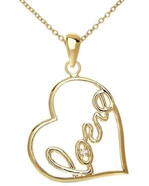 Genevive Jewelry 14k Over Silver Cz Necklace - Metallic