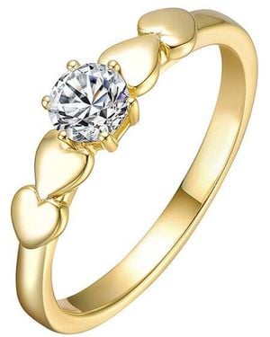 Rachel Glauber 14K Plated Cz Heart Ring - Metallic