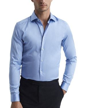 Reiss Remote Slim Cotton Sat Top - Blue