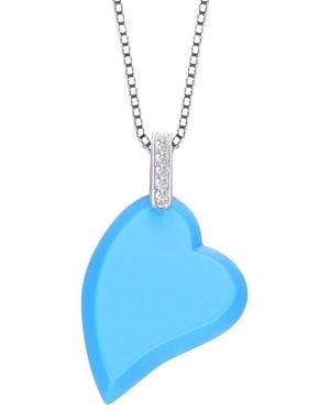 Genevive Jewelry Silver Pendant Necklace - Blue