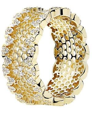 PANDORA 18k Plated Cz Honeycomb Lace Ring - Metallic