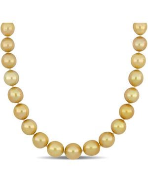 Pearls 14K 0.06 Ct. Tw. Diamond 10-12Mm Pearl Necklace - Metallic
