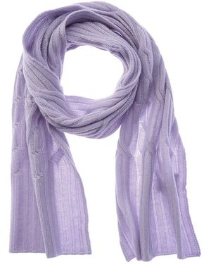 Hannah Rose Wide Cable Cashmere Scarf - Purple