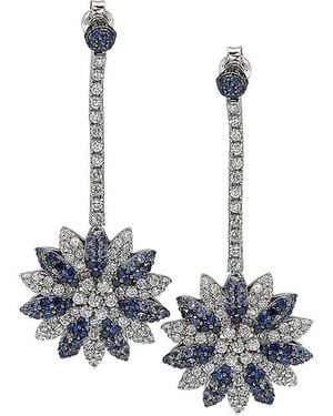 Suzy Levian 18K & 6.47 Ct. Tw. Diamond & Sapphire Flower Drop Earrings - White