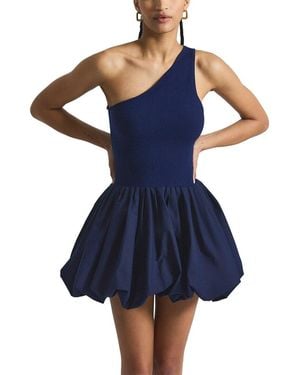 10 Crosby Derek Lam Calla Mixed Media Compact Knit Balloon Dress - Blue