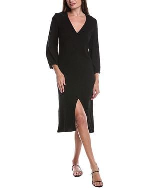 Nation Ltd Olpa Ballon Sleeve V-Neck Midi Dress - Black