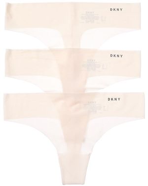 DKNY 3Pk Litewear Cut Anywhere Thong - Natural