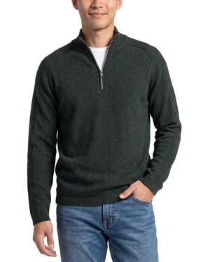 Forte Cashmere 100% Cashmere Mock Neck 1/4-Zip - Black