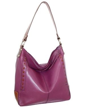Nino Bossi Alyssa Genuine Leather Hobo Bag - Purple