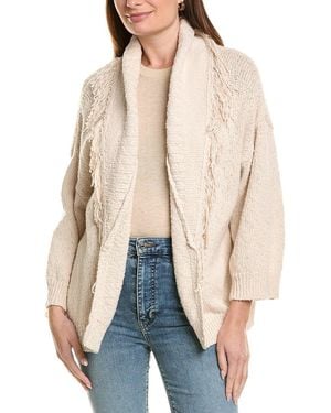 Autumn Cashmere Cotton By Solid Fringed Shawl Collar Cardigan - Natural