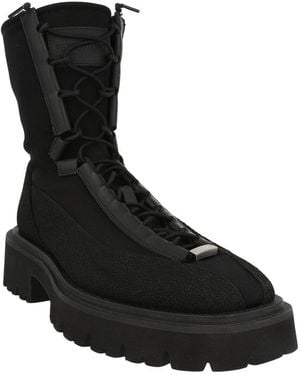 Ferragamo Atlante Leather-Trim Boot - Black