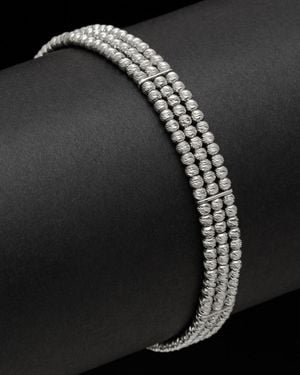 Italian Silver 3-Strand Bead Bracelet - Black
