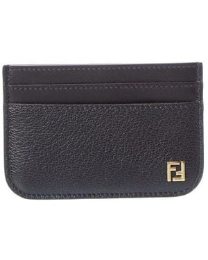 Fendi Ff Leather Card Case - Gray