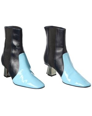 Lanvin M&e Leather Bootie (authentic Pre-loved) - Blue