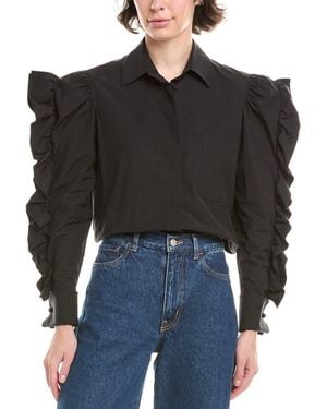 Max Mara Pleiadi Ruffle Puff Sleeve Shirt - Black