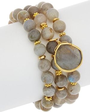 Rachel Reinhardt Jewelry Set Of Three 14k Over Silver Labradorite Bracelets - Metallic