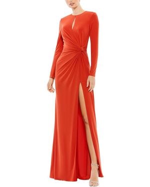 Mac Duggal Dnu Long Sleeve Keyhole Draped Gown - Red