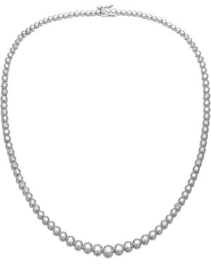 Genevive Jewelry Silver Cz Tennis Necklace - Metallic