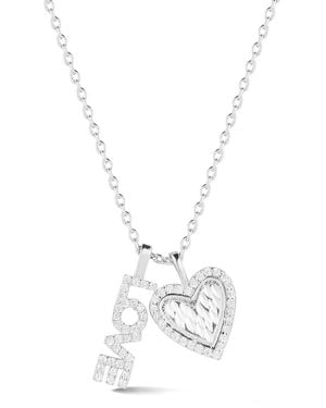 Sphera Milano Silver Cz Love Charm Necklace - White
