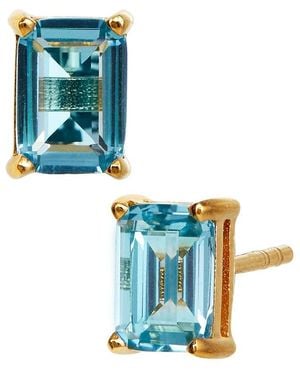 Savvy Cie 18k Over Silver Aquamarine March Birthstone Earrings - Blue