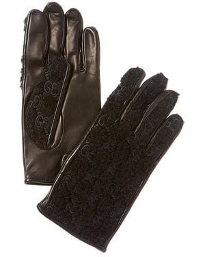 Gucci Cashmere-Lined Leather Gloves - Black