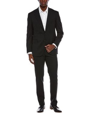 Canali 2Pc Wool-Blend Suit With Flat Front Pant - Black