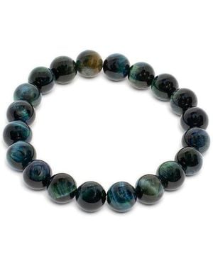 jean claude Jewellery Tiger Eye Bead Stretch Bracelet - Black