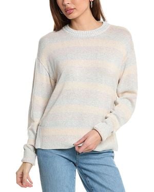 Hannah Rose Marled Stripe Cashmere-Blend Sweater - Gray