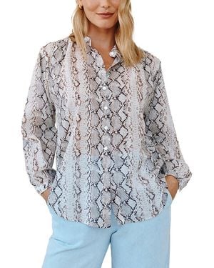 Bella Dahl Shirred Mandarin Collar Shirt - Blue